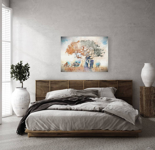 Harmony of the Wild – African Savannah Watercolor Art Print