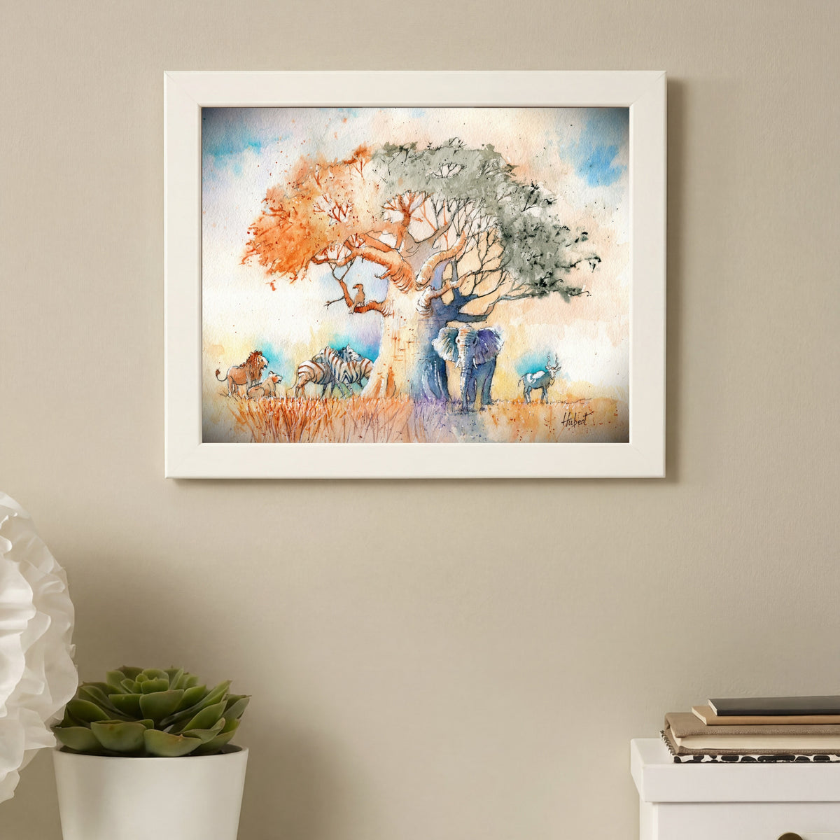 Harmony of the Wild – African Savannah Watercolor Art Print