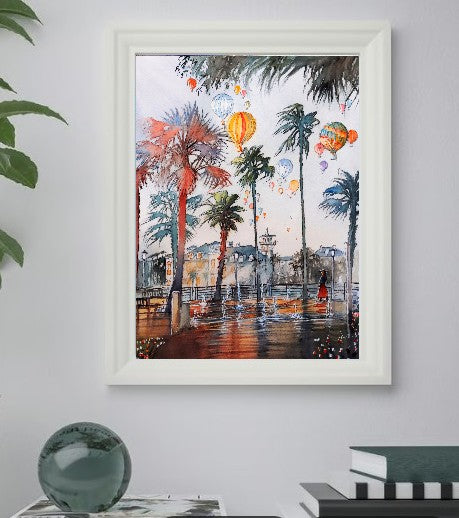Celebration, Florida – Floating Balloons | Original Watercolor Art Print