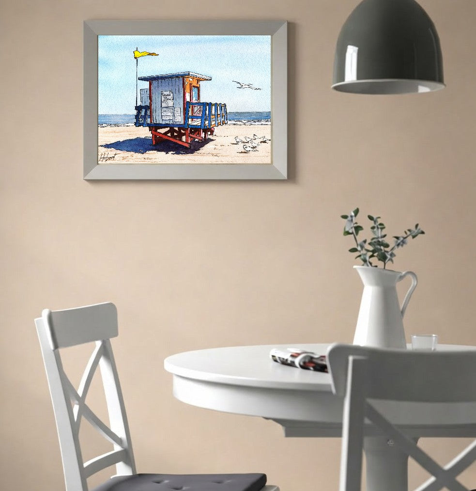 Cocoa Beach Lifeguard Hut – Watercolor Art Print
