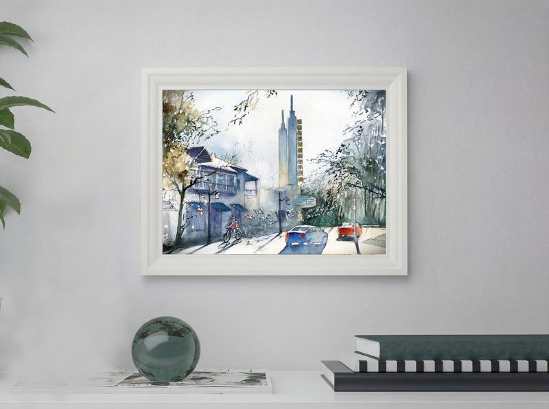 Evening Ride in Celebration | Celebration Florida – Original Watercolor Art Prin