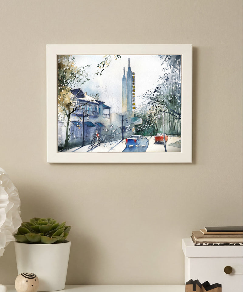 Evening Ride in Celebration | Celebration Florida – Original Watercolor Art Prin