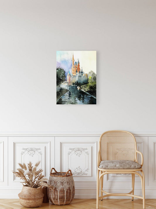 Fairytale Castle Reflections – Watercolor Art Print