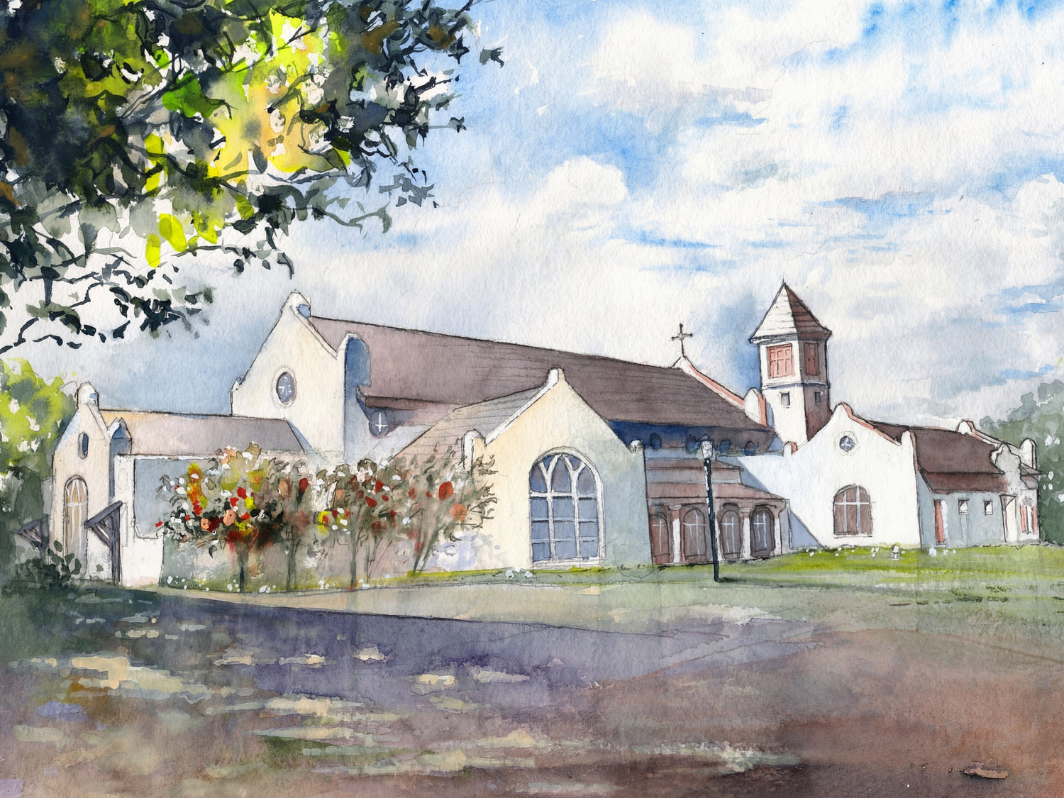 Catholic Church of Celebration Florida watercolor painting by Hubert 
