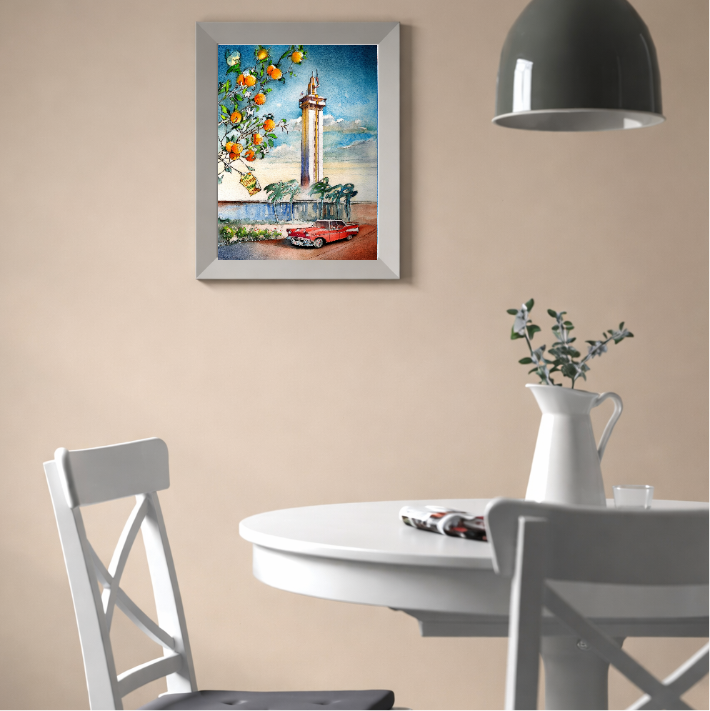 Citrus Tower, Florida | Vintage Watercolor Art Print
