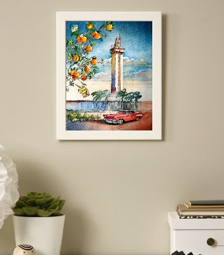 Citrus Tower, Florida | Vintage Watercolor Art Print