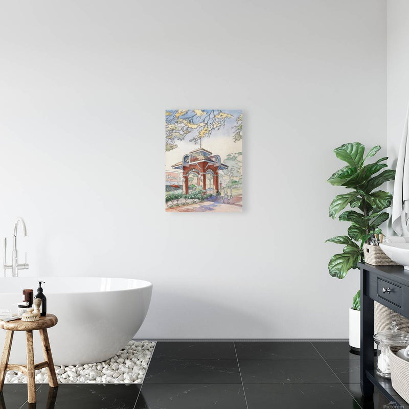 Winter Garden Clock Tower – Watercolor Art Print