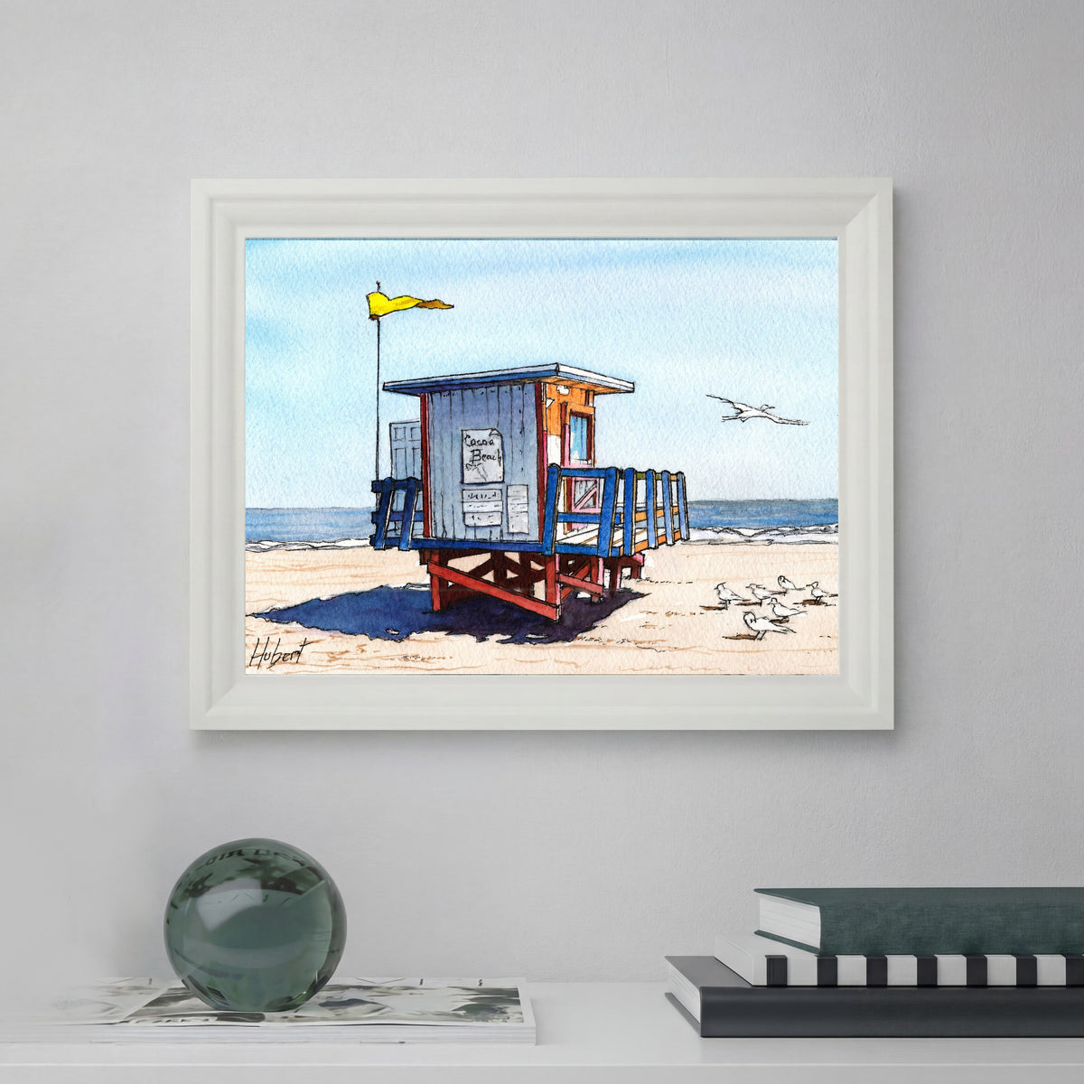 Cocoa Beach Lifeguard Hut – Watercolor Art Print