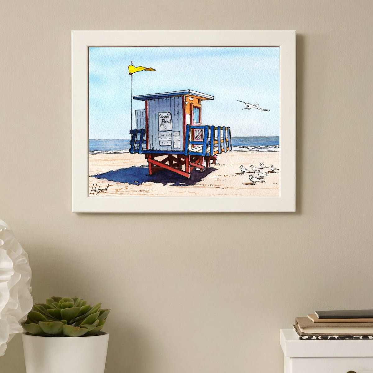 Cocoa Beach Lifeguard Hut – Watercolor Art Print