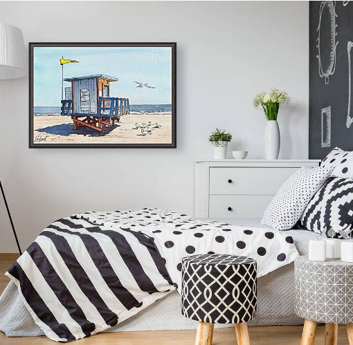 Cocoa Beach Lifeguard Hut – Watercolor Art Print