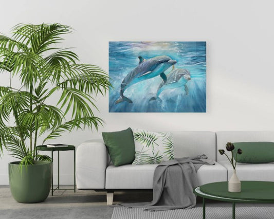 Underwater Dolphins – Coastal Watercolor Wall Art