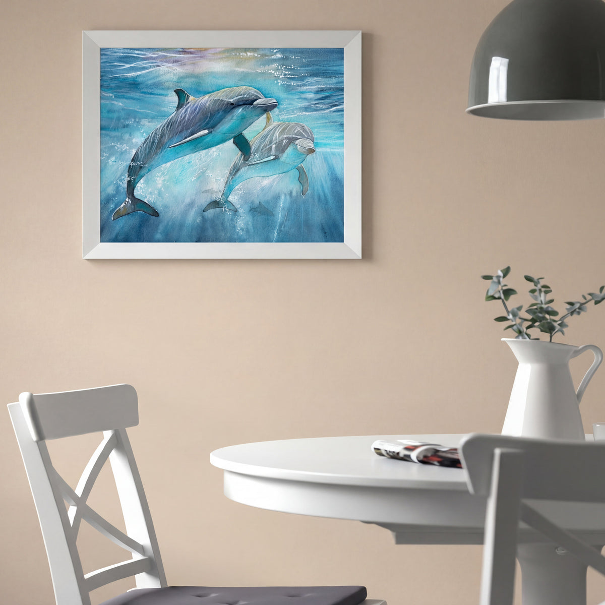 Underwater Dolphins – Coastal Watercolor Wall Art