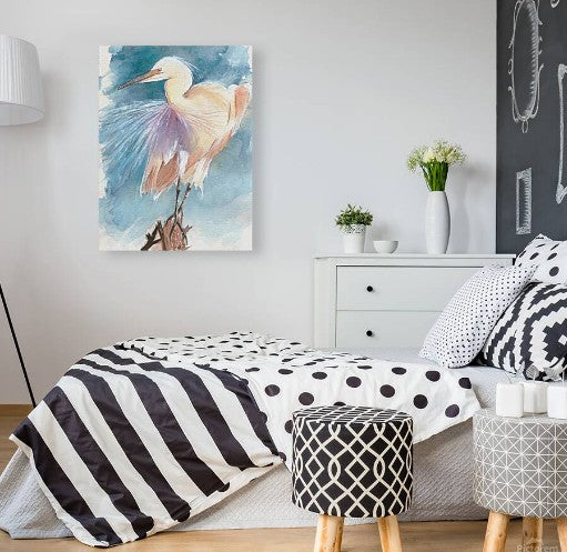 Seaside Egret – Watercolor Bird Wall Art