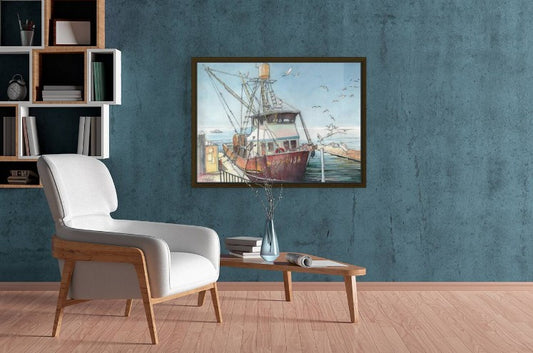 “Mona Lisa” Fishing Boat – Watercolor Art Print