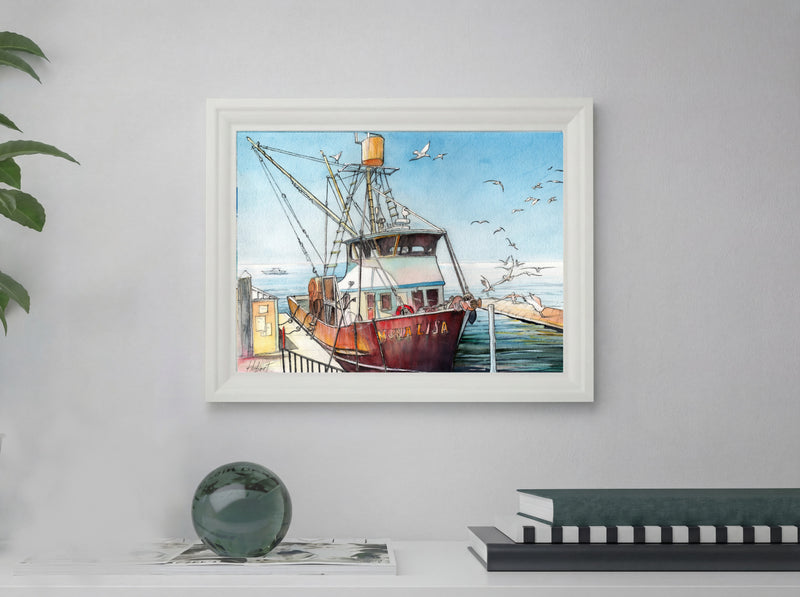 “Mona Lisa” Fishing Boat – Watercolor Art Print