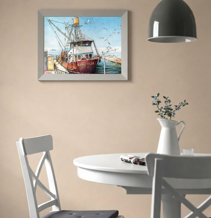 “Mona Lisa” Fishing Boat – Watercolor Art Print
