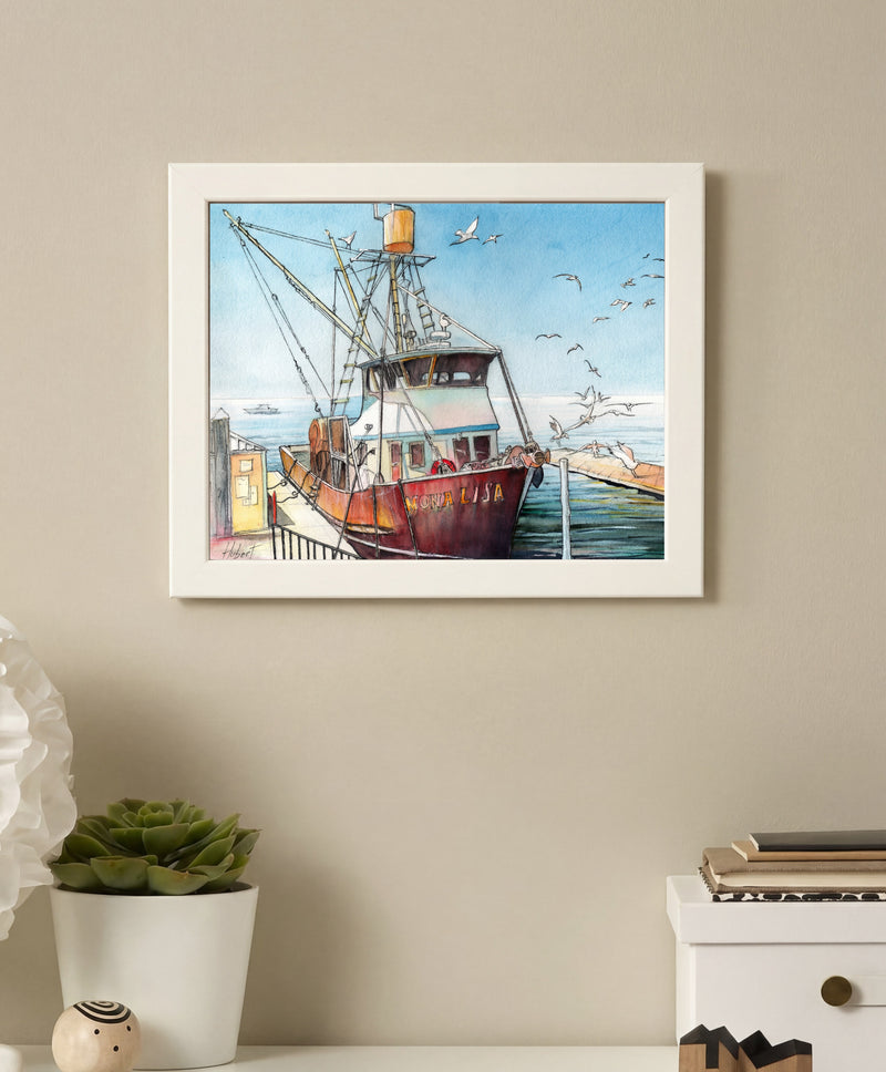 “Mona Lisa” Fishing Boat – Watercolor Art Print