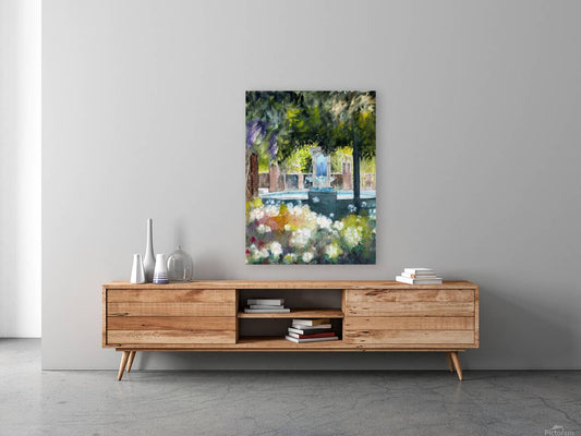 Winter Garden Florida Fountain – Tranquil Watercolor Art Print