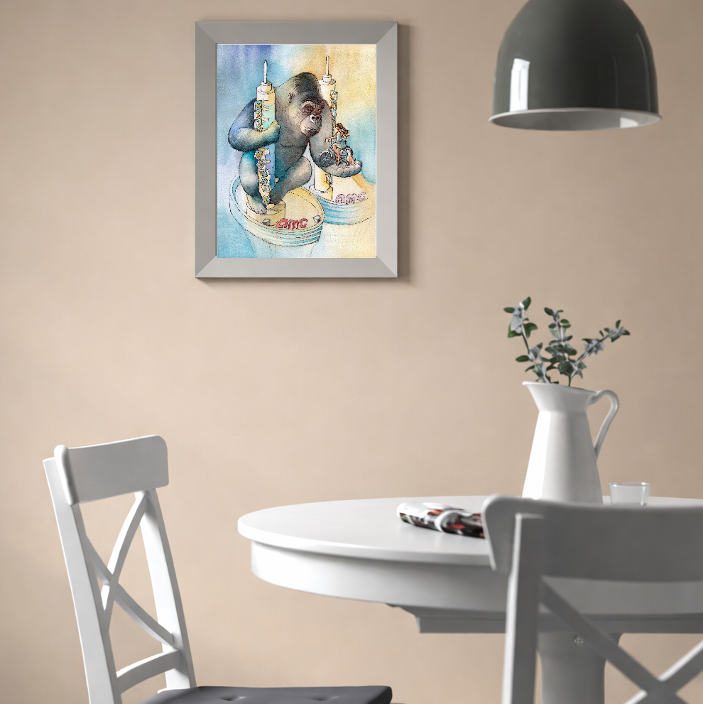 Dining room with a framed artwork of a Gorilla in Celebration Florida