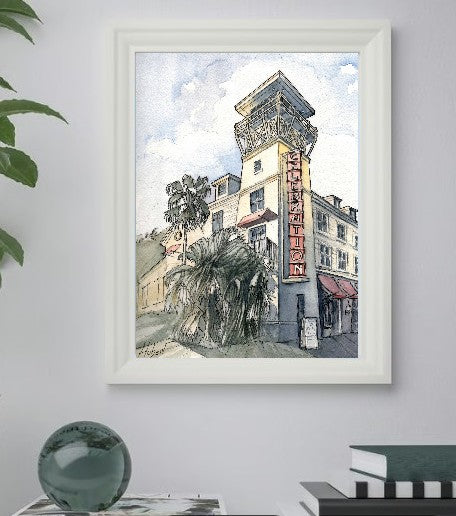Celebration, Florida – Iconic Hotel Tower | Original Watercolor Art Print