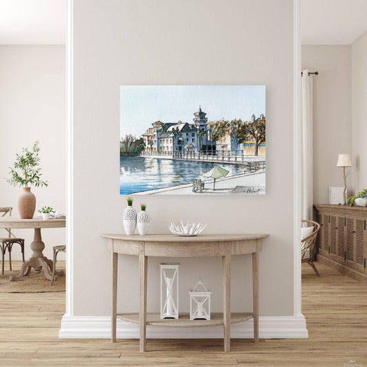 Quiet Morning by the Lake | Celebration Florida – Original Watercolor Art Print