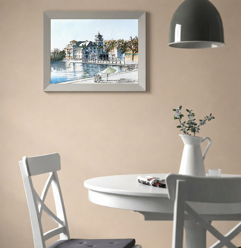 Quiet Morning by the Lake | Celebration Florida – Original Watercolor Art Print