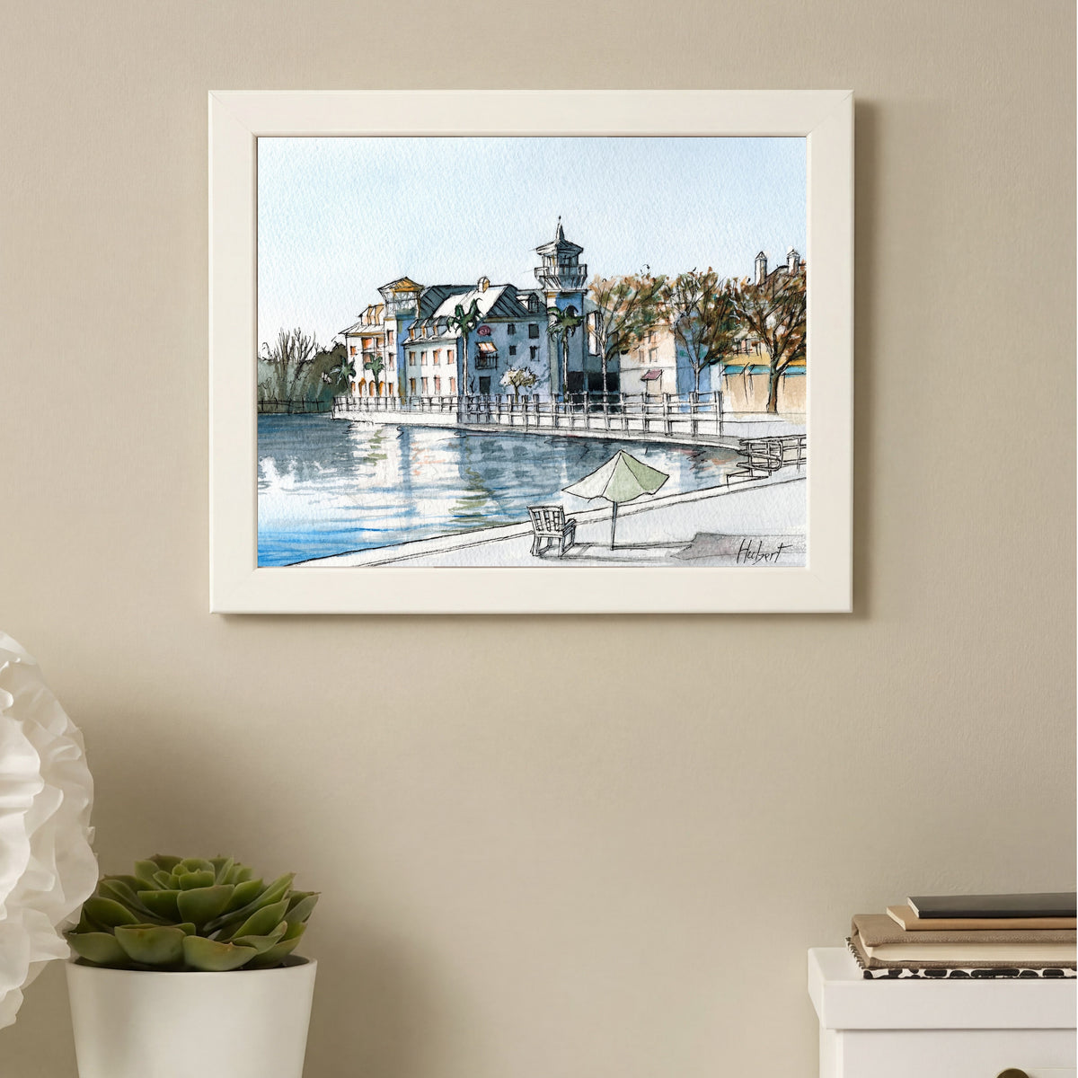 Quiet Morning by the Lake | Celebration Florida – Original Watercolor Art Print