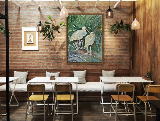 White Ibis Pair – Watercolor Bird Art Print