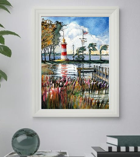 Mount Dora Lighthouse | Florida Watercolor Art Print