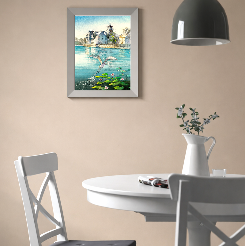 Celebration, Florida – Heron Over the Lake | Original Watercolor Art Print