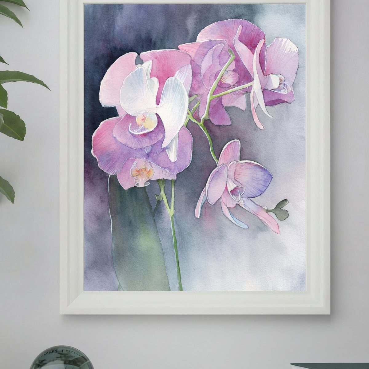 Purple Orchid Elegance – Watercolor Art Print