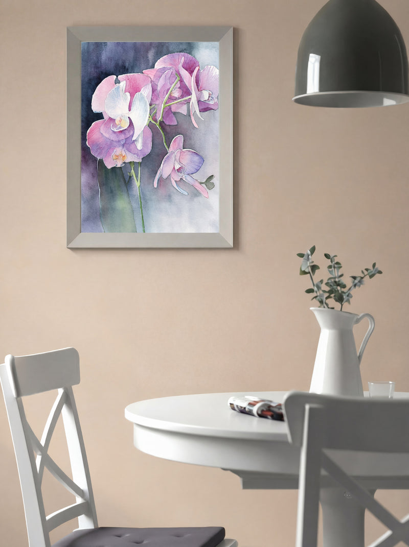 Purple Orchid Elegance – Watercolor Art Print