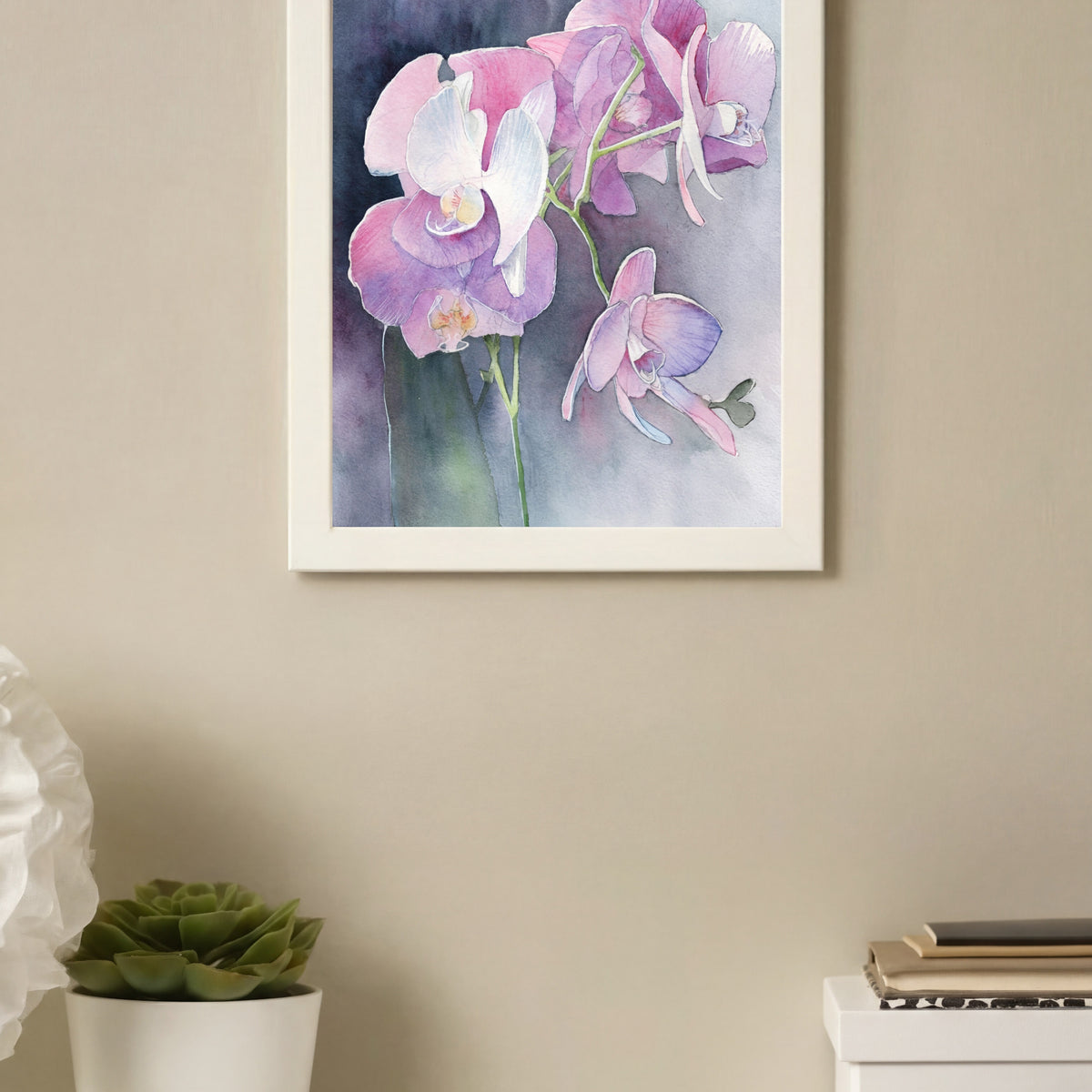 Purple Orchid Elegance – Watercolor Art Print