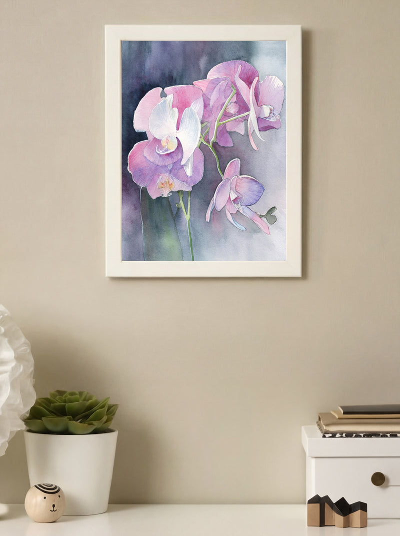 Purple Orchid Elegance – Watercolor Art Print