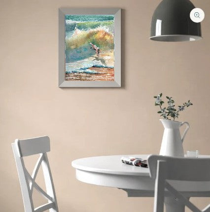 Pelican and Emerald Wave | Florida Coastal Watercolor