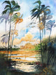 Tropical Palms & Golden Light – Watercolor Wall Art