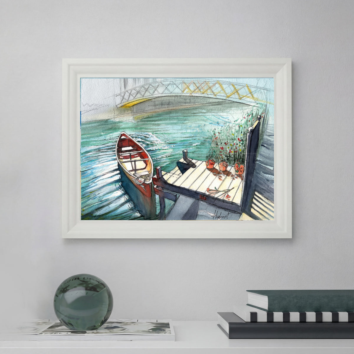 Little Boat at the Dock – Watercolor Art Print
