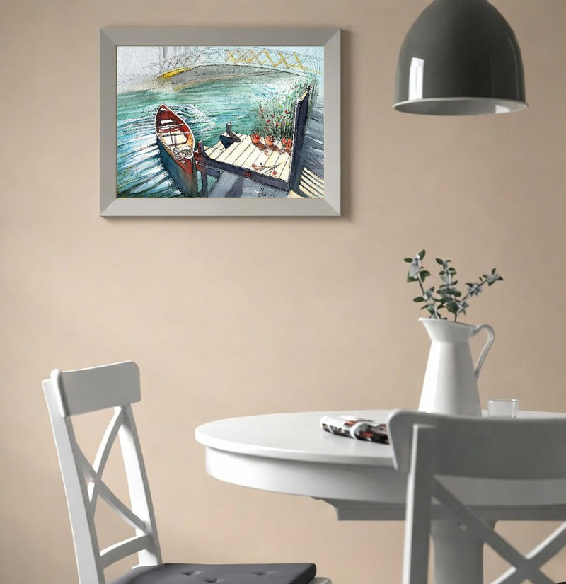Little Boat at the Dock – Watercolor Art Print