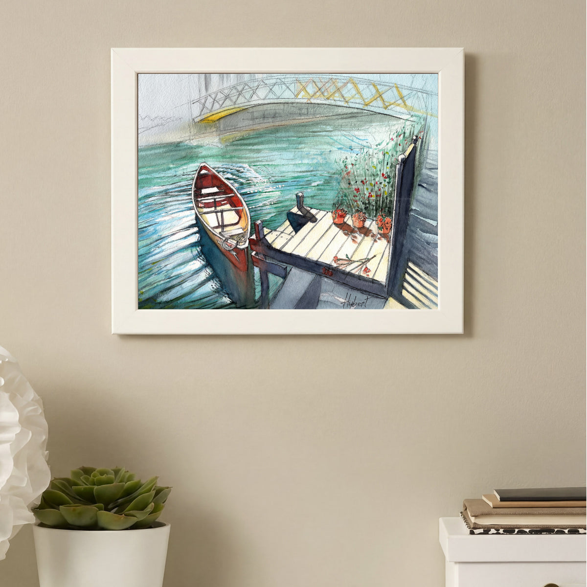 Little Boat at the Dock – Watercolor Art Print
