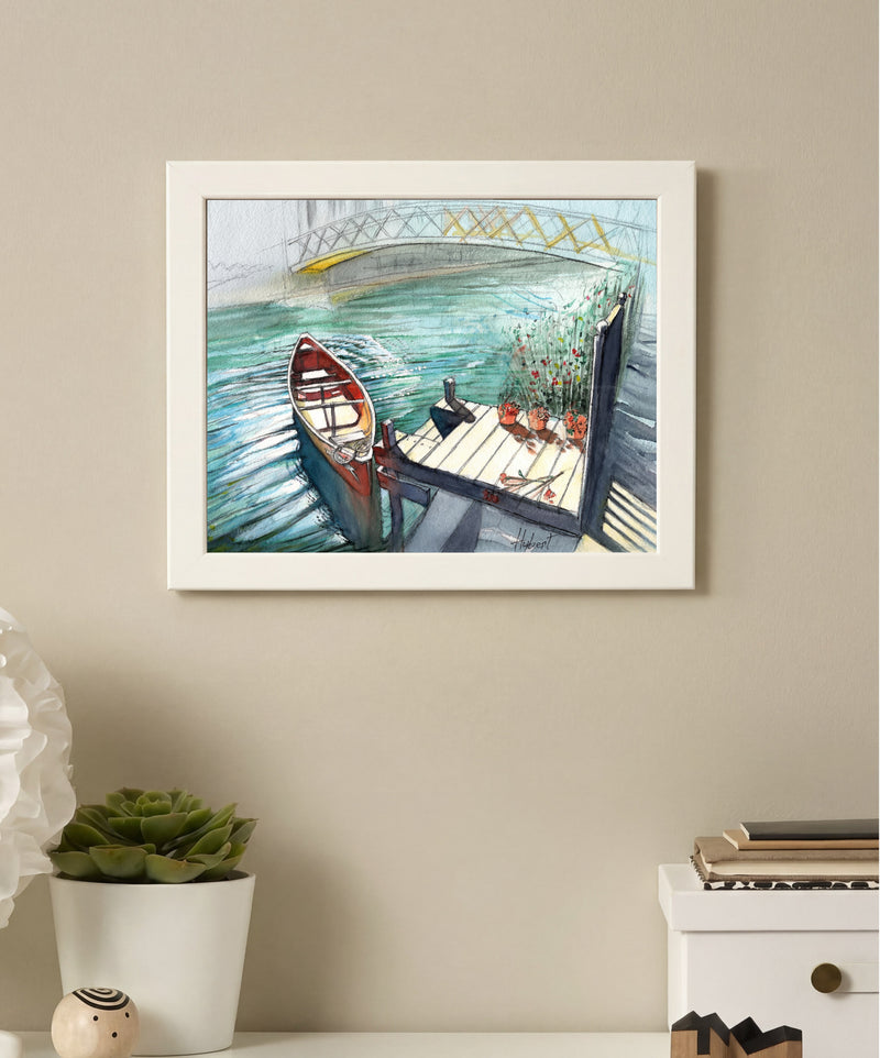 Little Boat at the Dock – Watercolor Art Print