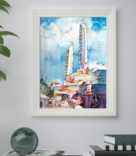 Celebration, Florida – Flight of Ibises | Original Watercolor Art Print