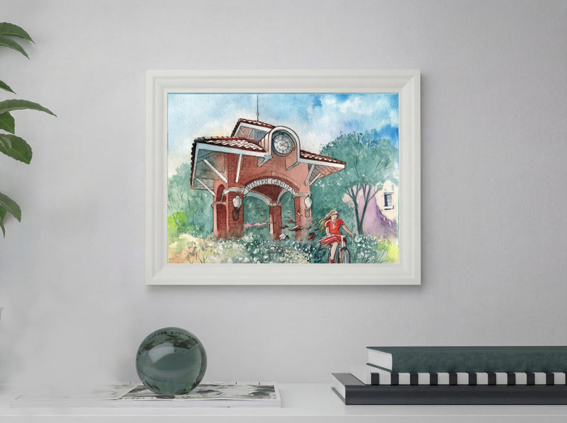 Spring Ride in Winter Garden | Watercolor Art Print