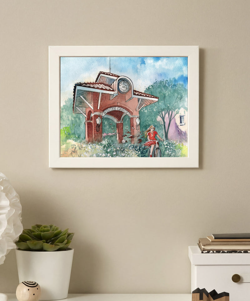 Spring Ride in Winter Garden | Watercolor Art Print
