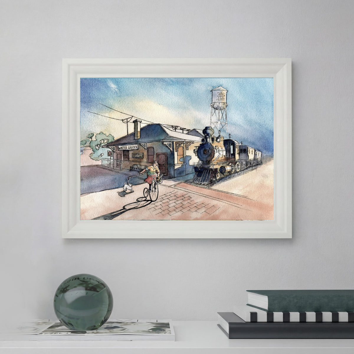 Winter Garden Train Station – Original Watercolor Print