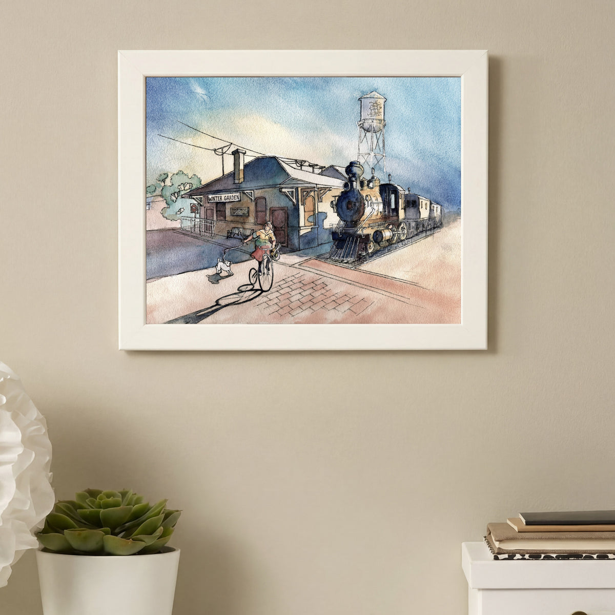 Winter Garden Train Station – Original Watercolor Print