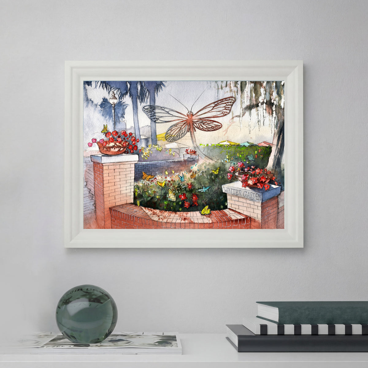 Butterfly Sculpture, Winter Garden Florida – Original Watercolor Print