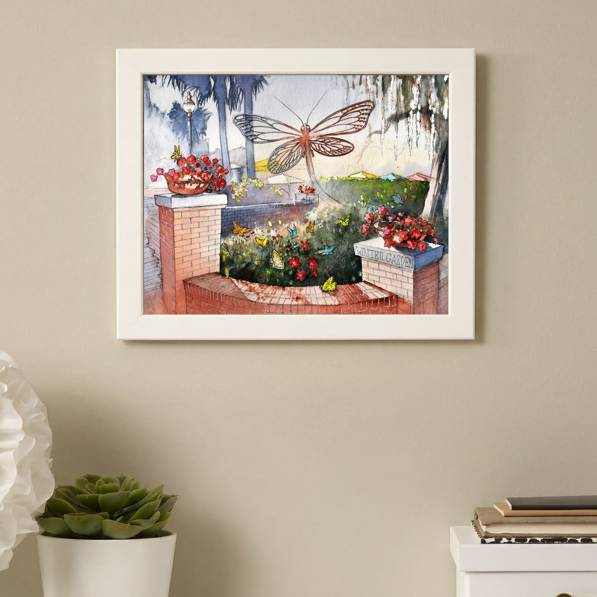 Butterfly Sculpture, Winter Garden Florida – Original Watercolor Print