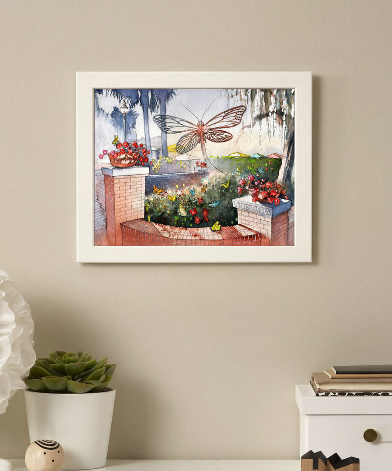 Butterfly Sculpture, Winter Garden Florida – Original Watercolor Print