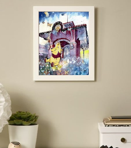 Winter Garden Joy – Whimsical Watercolor Inspired by a Florida Landmark