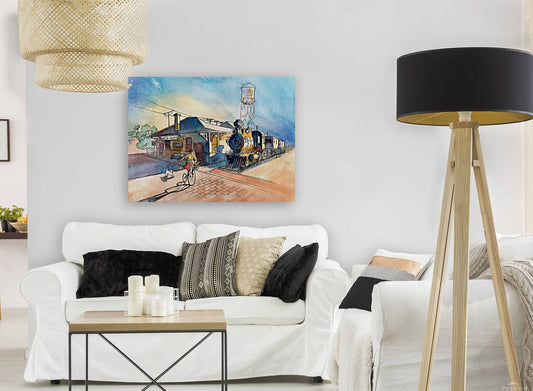 Winter Garden Train Station – Original Watercolor Print